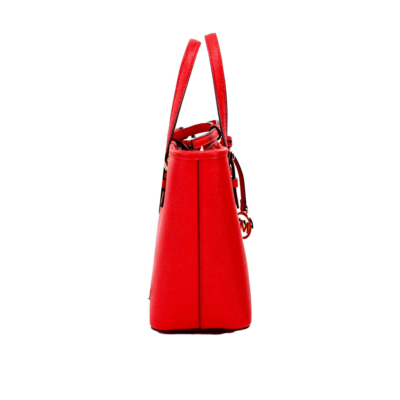 Jet Set Bright Red Leather XS Carryall Top Zip Tote Bag Purse - Divitiae Glamour
