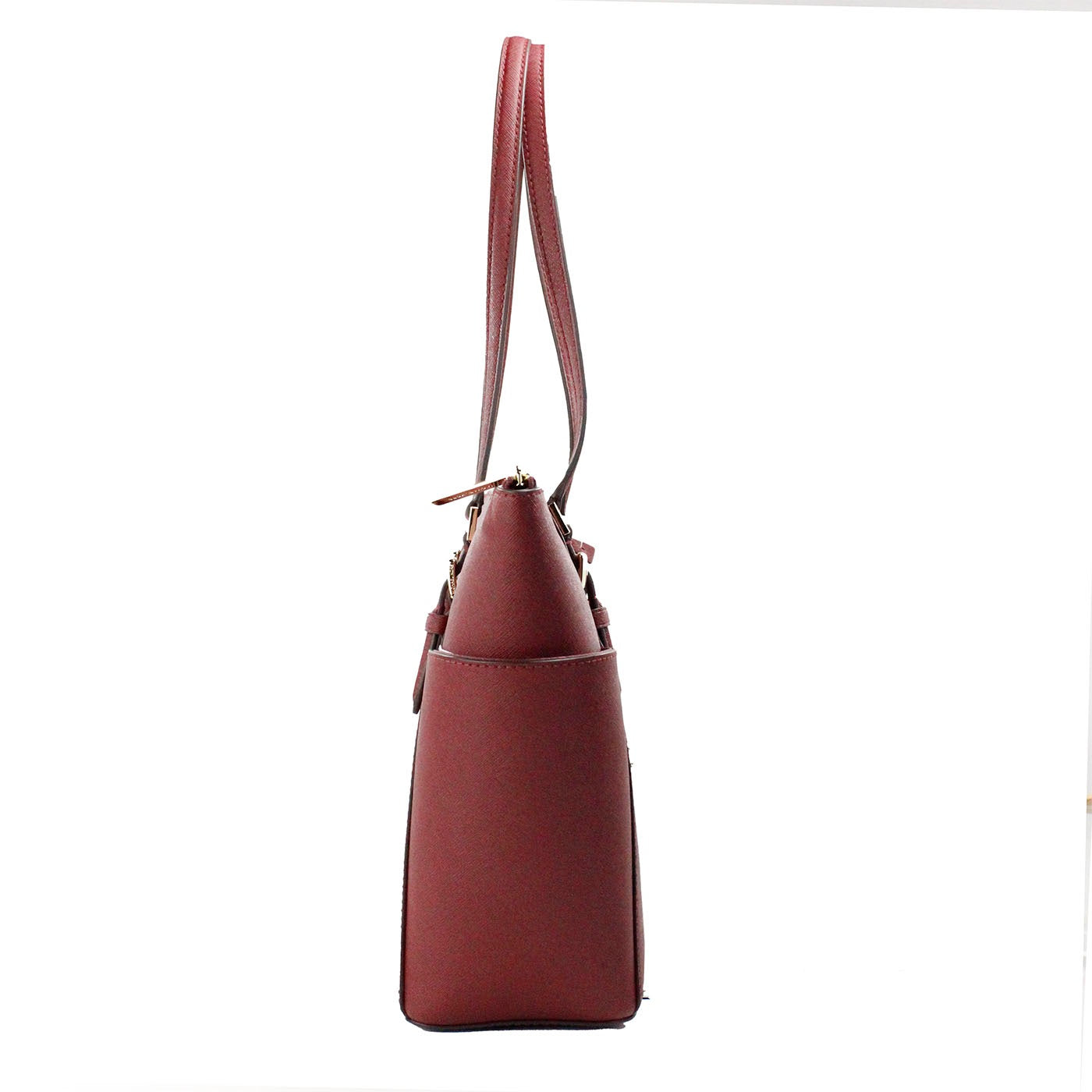 Charlotte Dark Cherry Large Leather Top Zip Tote Bag Purse - Divitiae Glamour