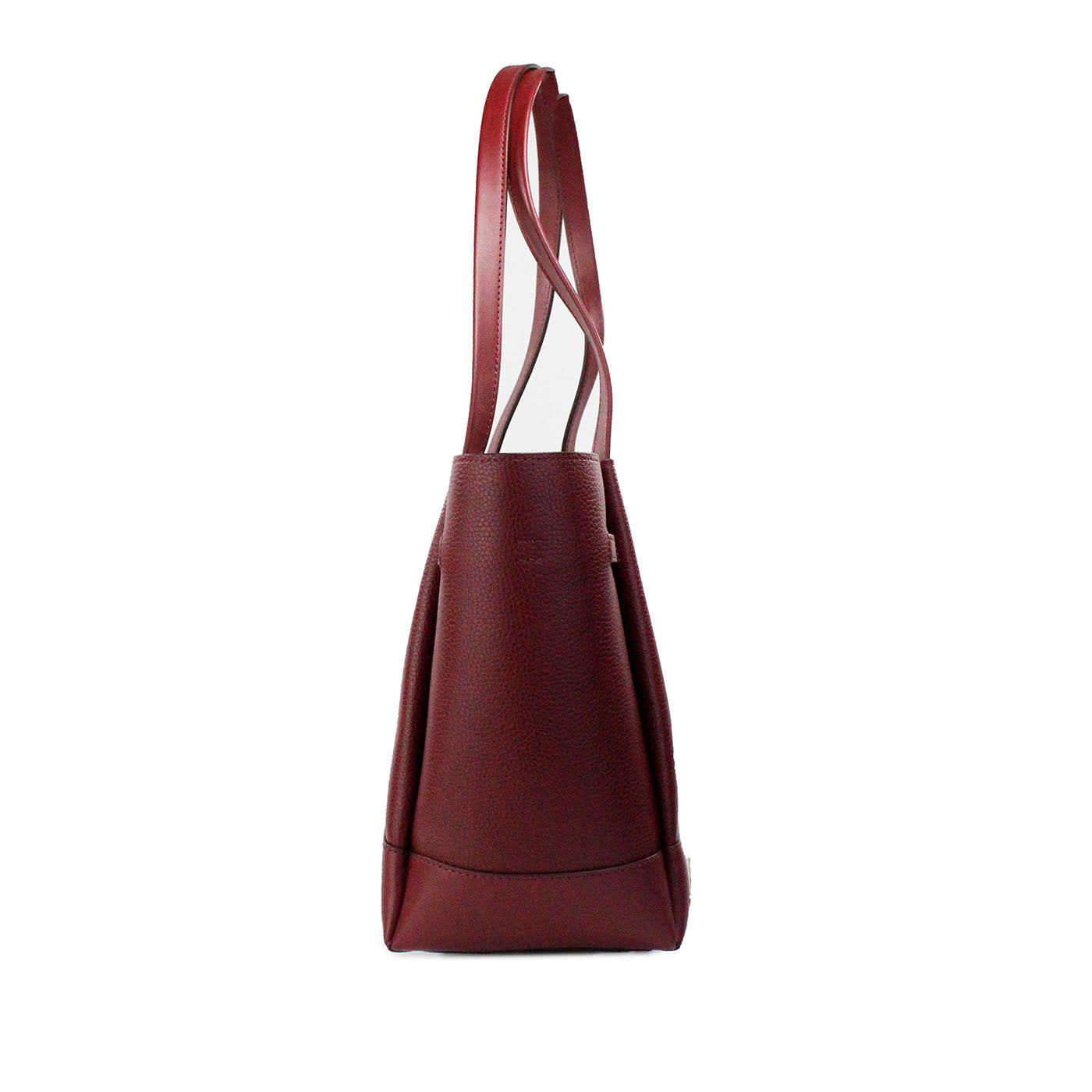 Reed Large Dark Cherry Leather Belted Tote Shoulder Bag Purse - Divitiae Glamour