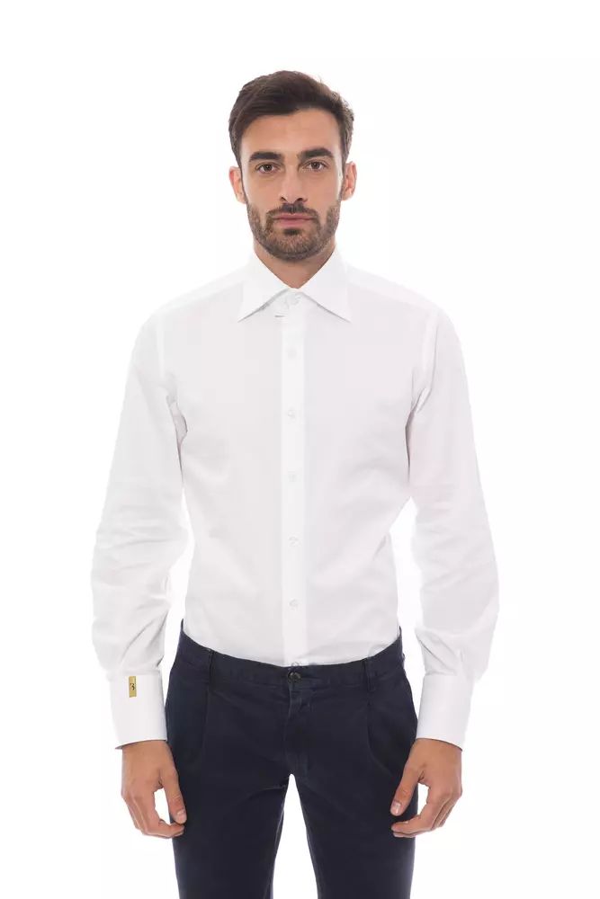 Elegant Monogrammed White Cotton Shirt - Divitiae Glamour