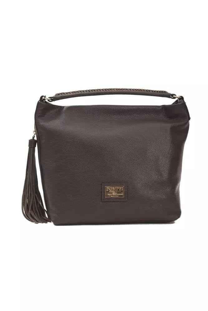 Elegant Leather Shoulder Bag in Rich Brown - Divitiae Glamour