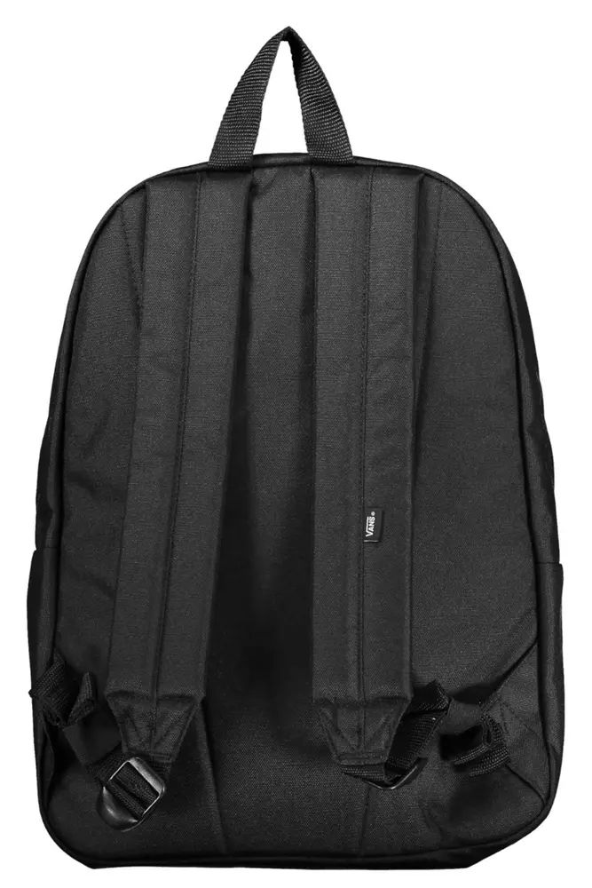 Sleek Black Polyester Backpack with Logo Detail
