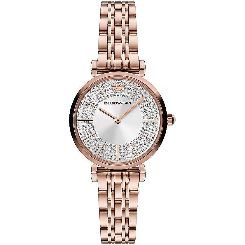 Elegant Pink Bronze Timepiece with Crystals - Divitiae Glamour