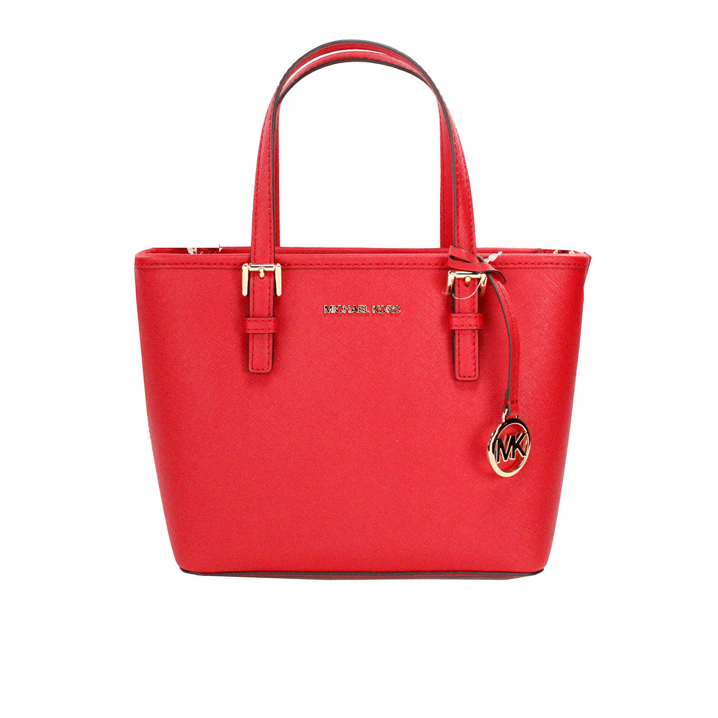 Jet Set Bright Red Leather XS Carryall Top Zip Tote Bag Purse - Divitiae Glamour