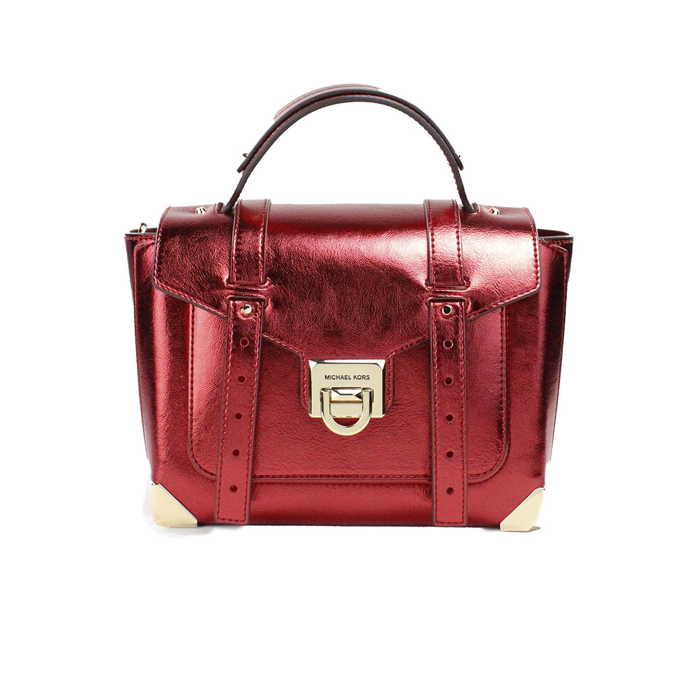 Manhattan Medium Crimson Leather Top Handle School Satchel Bag - Divitiae Glamour