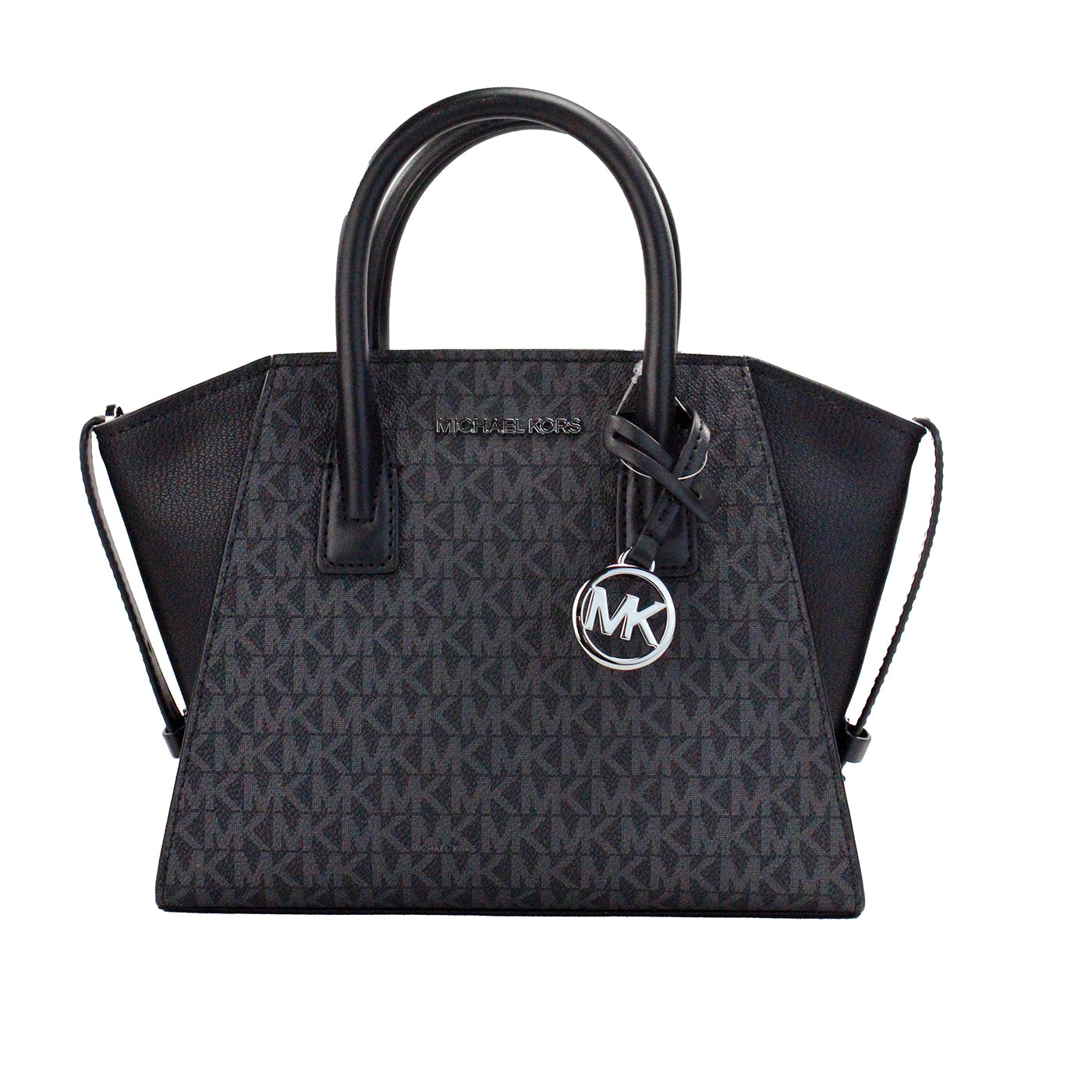 Avril Small Black PVC Leather Top Zip Satchel Crossbody Bag Purse - Divitiae Glamour