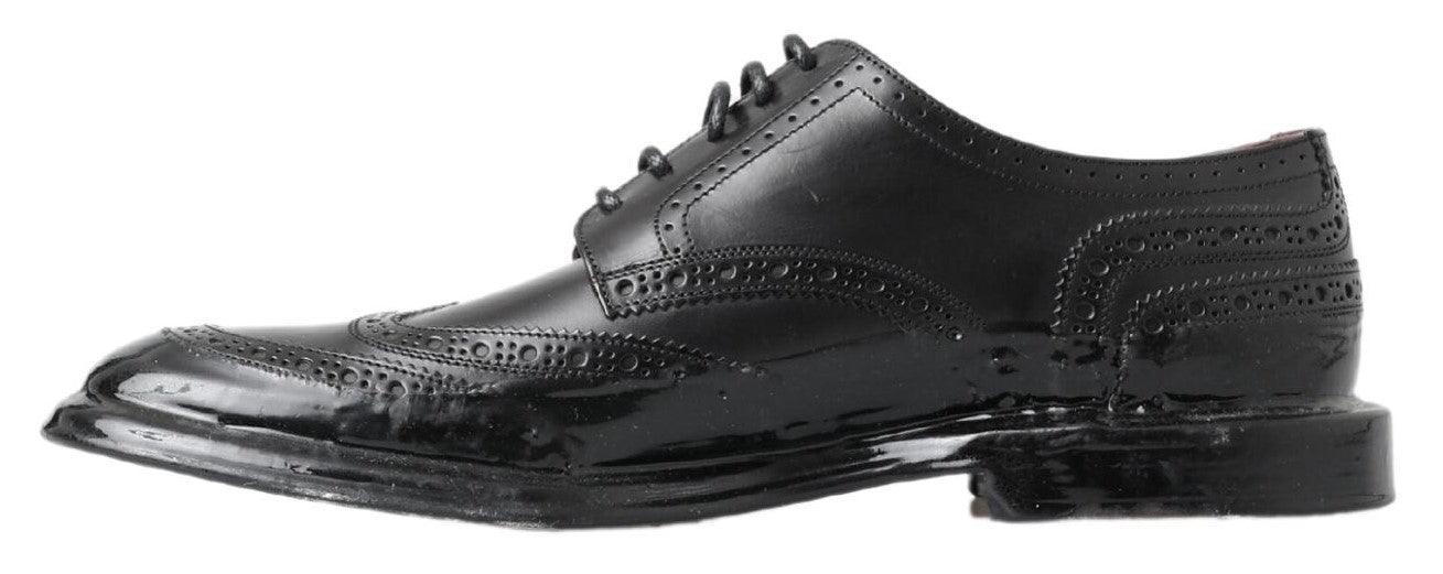 Elegant Black Leather Derby Shoes - Divitiae Glamour