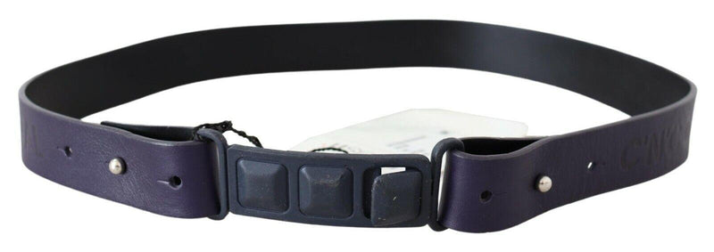 Black Leather Normal Logo Buckle Waist Belt - Divitiae Glamour