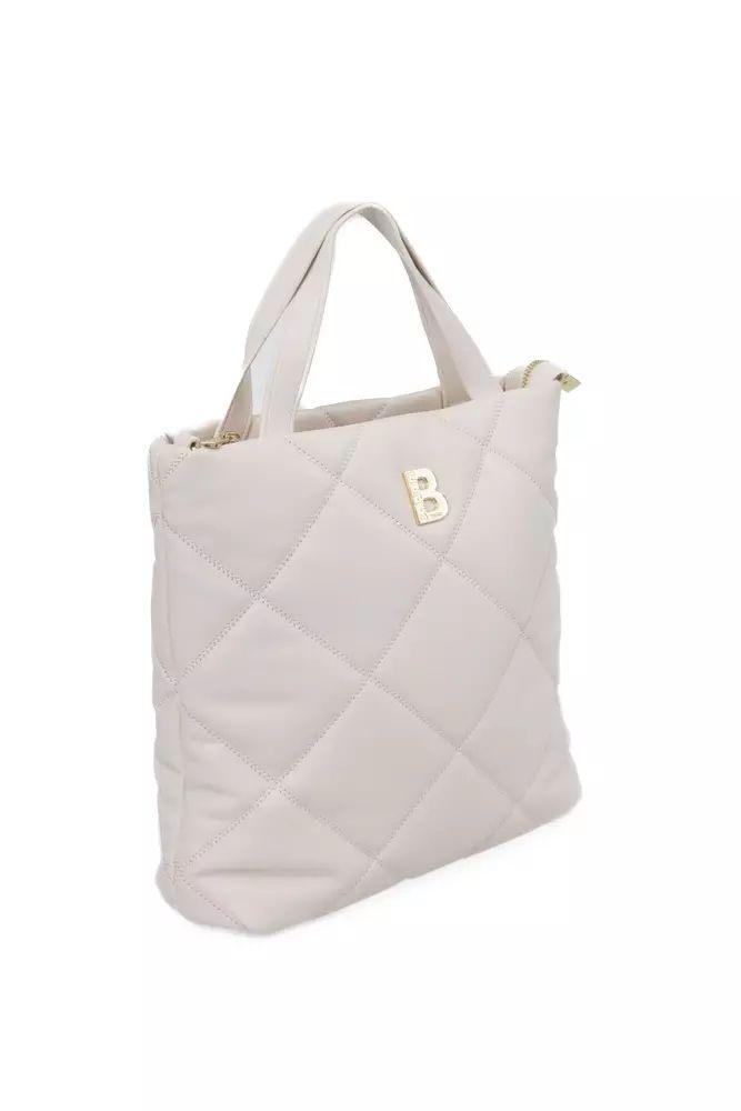 Elegant Beige Shoulder Bag with Golden Accents - Divitiae Glamour