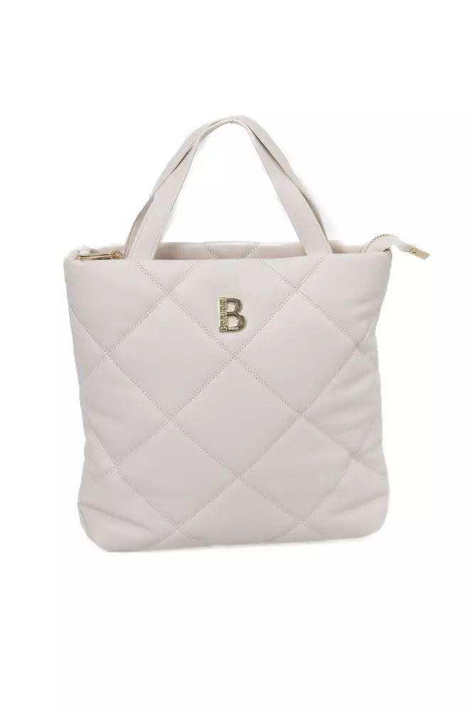 Elegant Beige Shoulder Bag with Golden Accents - Divitiae Glamour